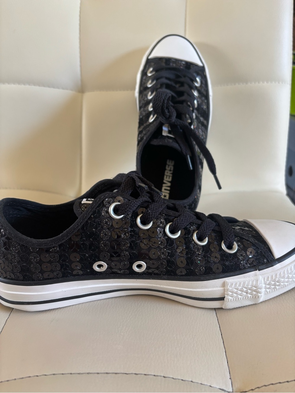 Converse All-Star Black Sequined Low Top Sneakers